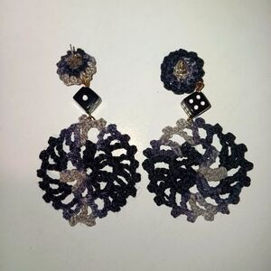 Handcrafted Crochet Earrings with Dice Accents
